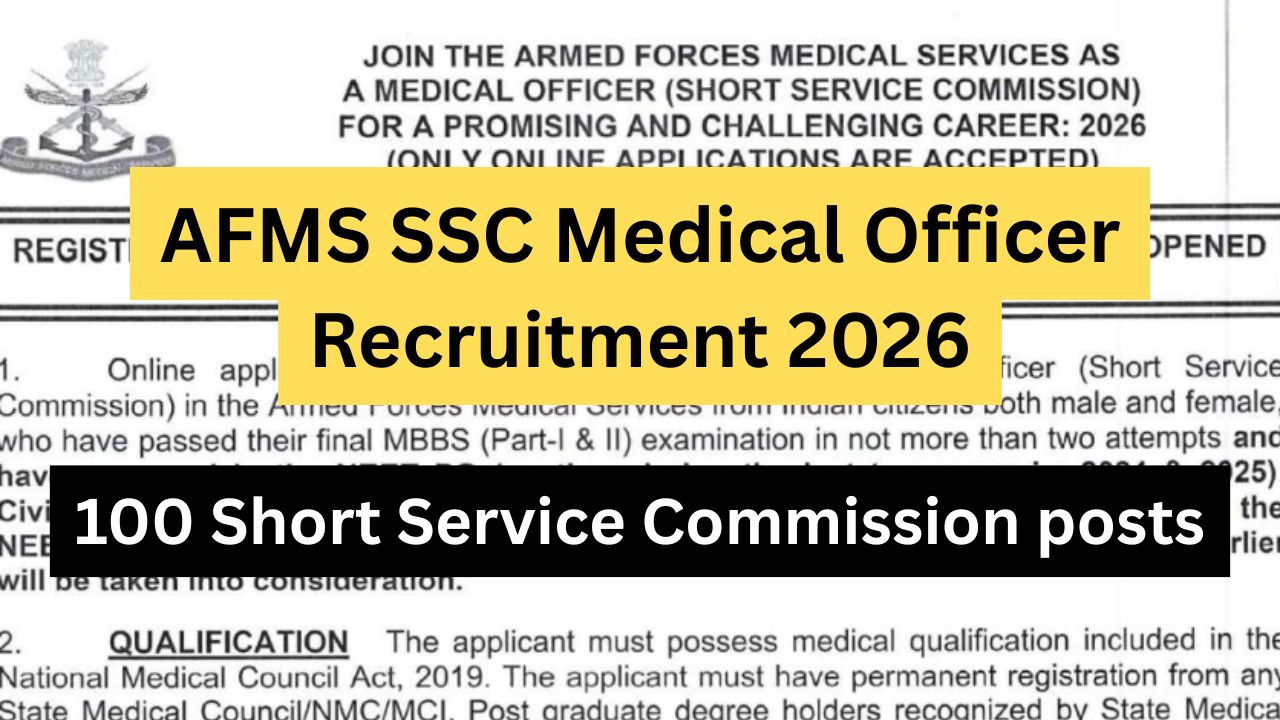 AFMS SSC Medical Officer Recruitment 2026