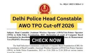 Delhi Police Head Constable AWO TPO Cut-off 2026
