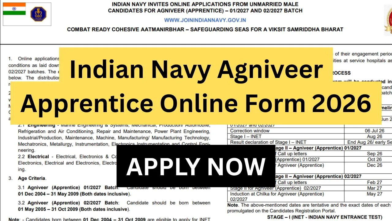 Indian Navy Agniveer Apprentice Online Form 2026