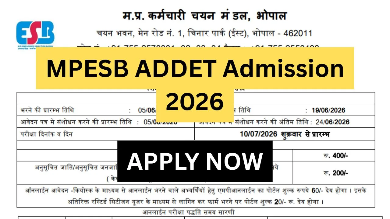 MPESB ADDET Admission 2026